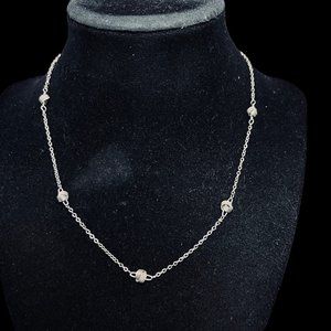 Silver Tone Cable Chain Knot Necklace (5111)